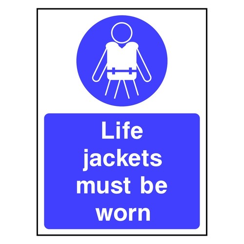 Life jackets must worn sign - must,